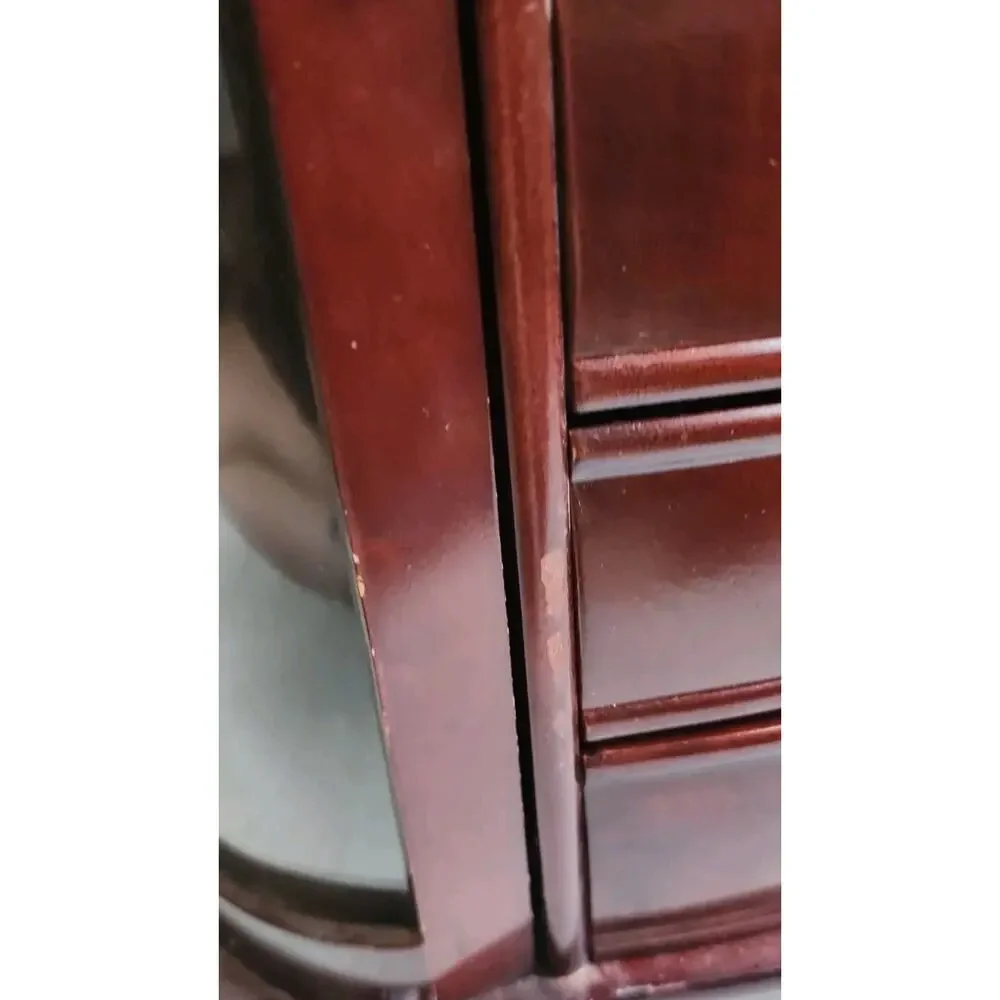 Hives and Honey Patricia style Large jewelry Box Dark Cherry Etched Glass Mirror